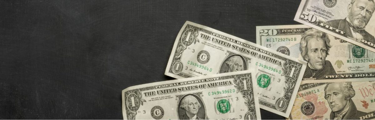 American money on a black background.